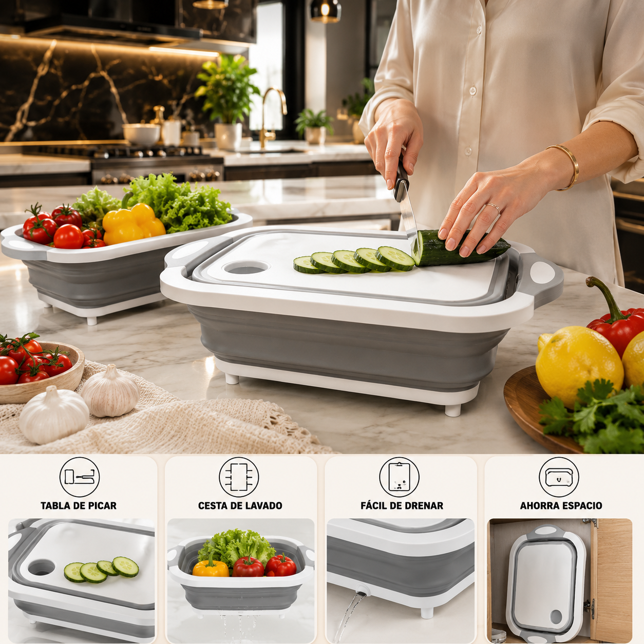 Tabla 2 en 1 Cocina Más Práctica